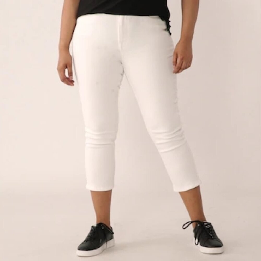 New Diane Gilman White Virtual Stretch Cropped Skinny Jeans Size 8P bin 4E